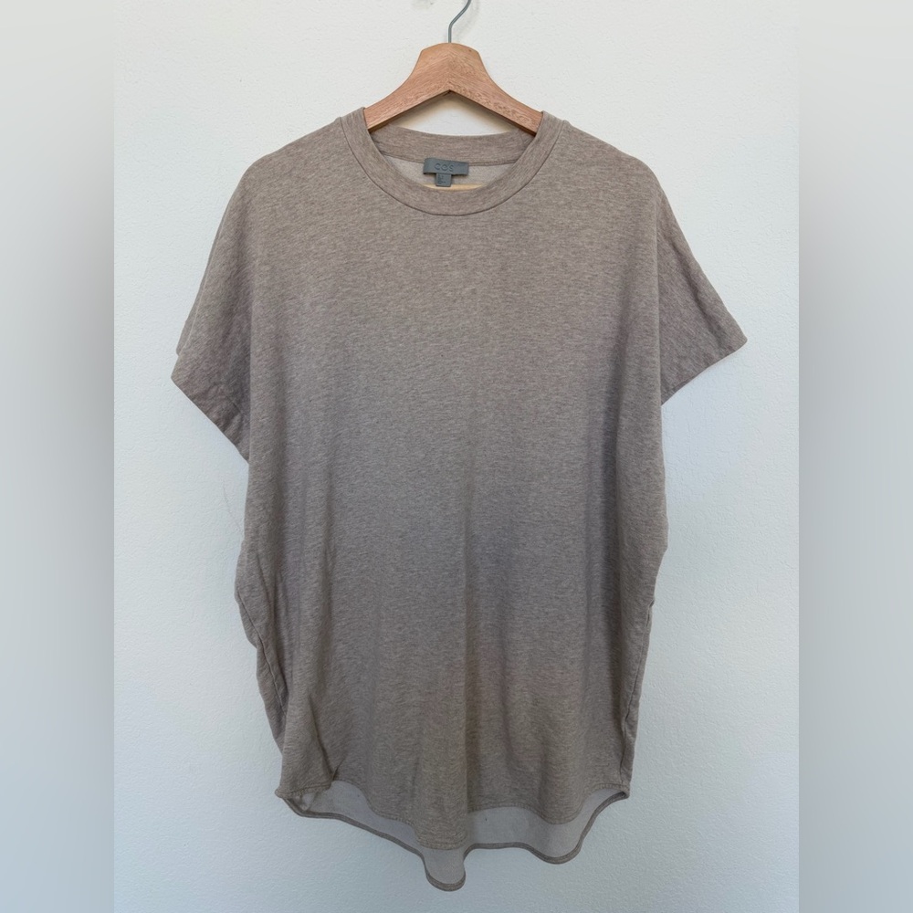 COS Women’s Large Cotton Blend Shirt Tunic Beige Relaxed Sleeve